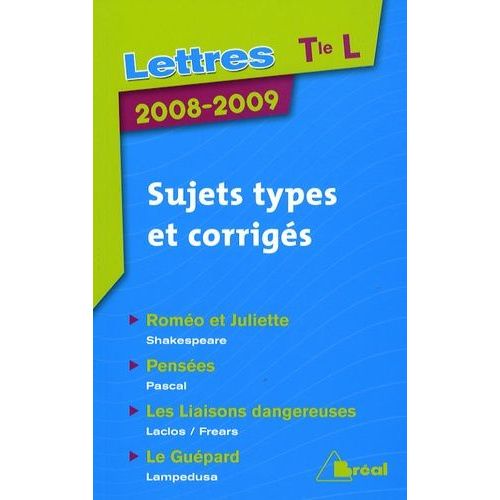 Lettres Tle L - Sujets Types Et Corrigs   de Galand David  Format Broch 