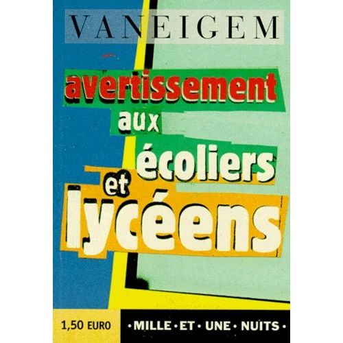 Avertissement Aux Ecoliers Et Lyceens    Format Poche 