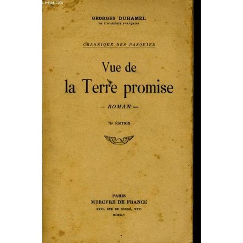 Vue De La Terre Promise   de georges duhamel 