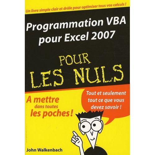 Programmation Vba Pour Excel 2007 Pour Les Nuls   de Walkenbach John  Format Broch 
