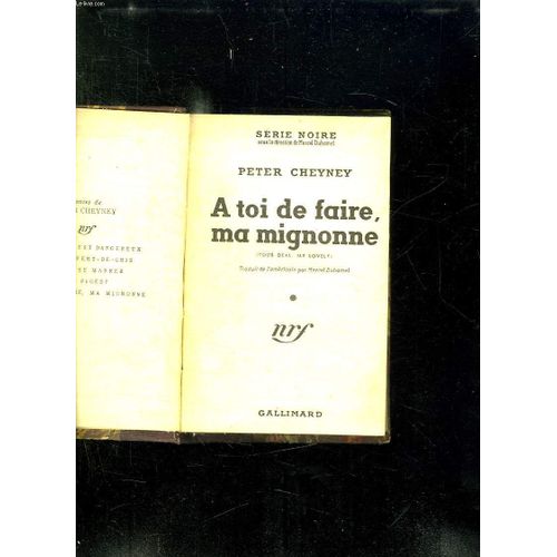 A Toi De Faire Ma Mignonne.   de peter cheyney