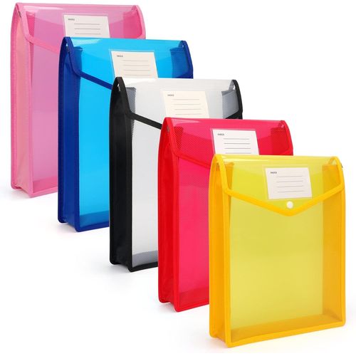 A4 Document Wallets With Press Stud Button Plastic Waterproof Document Holder With Map For Travel Office Document School (A4,Vertical)
