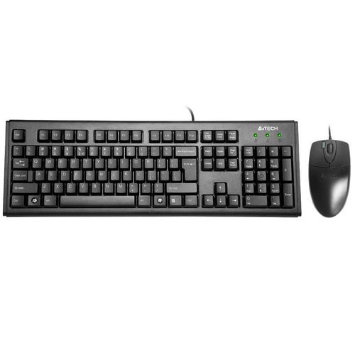A4Tech KM-720620D USB QWERTY Anglais Noir - Claviers (Standard, USB, QWERTY, Noir, Souris incluse)