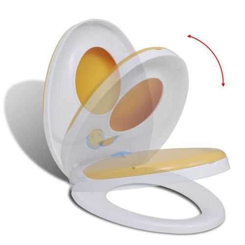 Vidaxl Sige De Toilette  Fermeture En Douceur Blanc Et Jaune