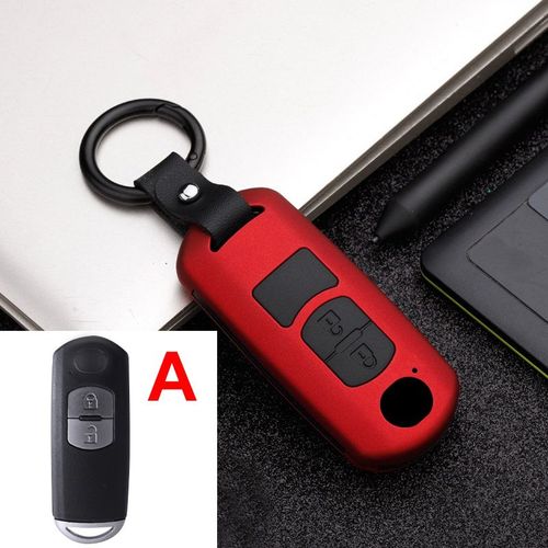 Abs + Silicone Car Key Case Cover Pour Mazda 2 3 6 Axela Atenza Cx-5 Cx5 Cx-3 Cx3 Cx-7 Cx-9 2014-2019 Avec Chane Continent - Type A-Red