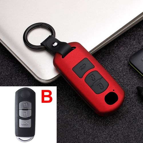 Abs + Silicone Car Key Case Cover Pour Mazda 2 3 6 Axela Atenza Cx-5 Cx5 Cx-3 Cx3 Cx-7 Cx-9 2014-2019 Avec Chane Continent - Type B-Red