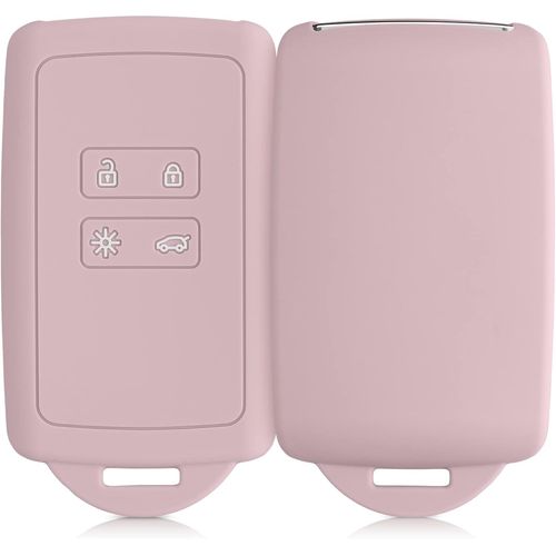 Accessoire Cl De Voiture Compatible Avec Renault Smart Key 4-Bouton (Keyless Go Uniquement) - Coque En Silicone Souple Avec Embout Porte-Cl - Rose Ancien Mat[Voi6170810]
