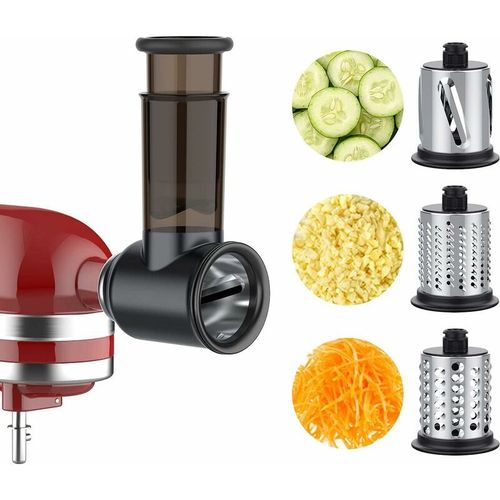 Accessoire de Trancheuse de legumes pour Robot Patissier, Rape a Fromage, Rape a Legumes avec 3 Lames en Acier Inoxydable, Accessoire de Rape Coupe-legumes (Noir) goodnice