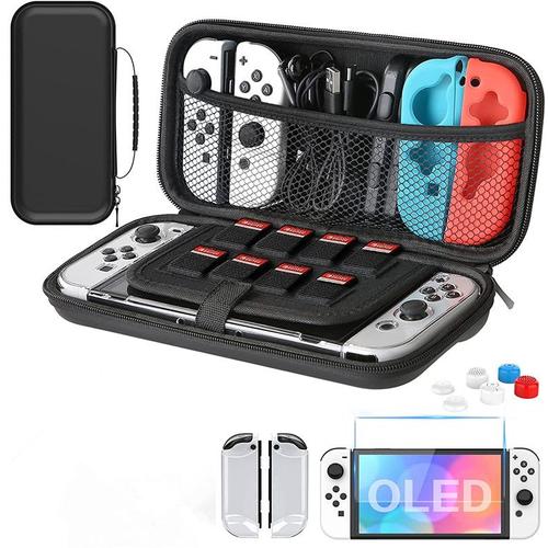 Accessoire Pour Switch Oled, Etui De Transport, Cristal Transparent Housse De Protection, Protecteurs D'cran En Verre Tremp