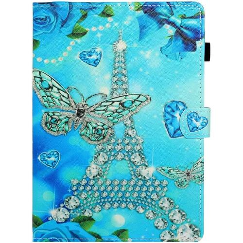 Accessoire Tablette 10.1 Pouces Etui En Cuir Pu Pochette Portable Coque Magntique Flip Support Antichoc Housse De Protection Universelle Tablette 10 Pouces Tour Eiffel Paris Et Papillon Motif