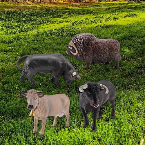 Accessoires D'Affichage De Figurines D'Action, Ensemble De Vache Taureau Bison Ranch Pour Les Tout-Petits, Dcoration De Bureau Pour La Maison 4 Pices