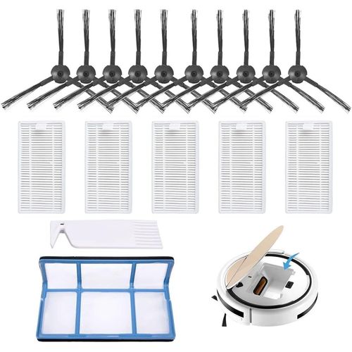 Accessoires Pour Aspirateurs, Filtre Brosse De Rechange Ensemble D'Accessoires Pour Ilife V3 V3S V5 V5S V5Pro(1 Filtre Primaire + 5 Filtre +10 Brosses Latrales +1 Brosse De Nettoy[SSE7110971]