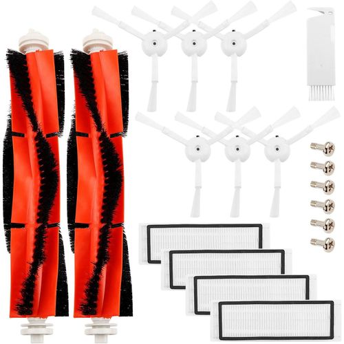 Accessoires Pour Le Robot Aspirateur Xiaomi Mi - 6 Brosses Latrales, 4 Filtres Hepa, 2 Brosse Principale, 6 Vis,1 Outils De Nettoyages, Kit De 19 Pices De Rechange Mijia Roborock[SSE7112653]