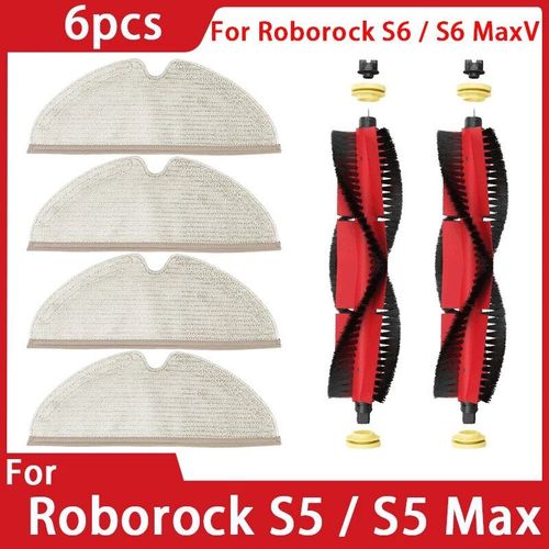 Accessoires pour Roborock Dock S5 Max,Dock MaxV Pure E4 E5 Robot Aspirateur,Brosse Latrale Principale,Filtre Hepa,Vadrouille,Pices de Rechange - Type 6pcs