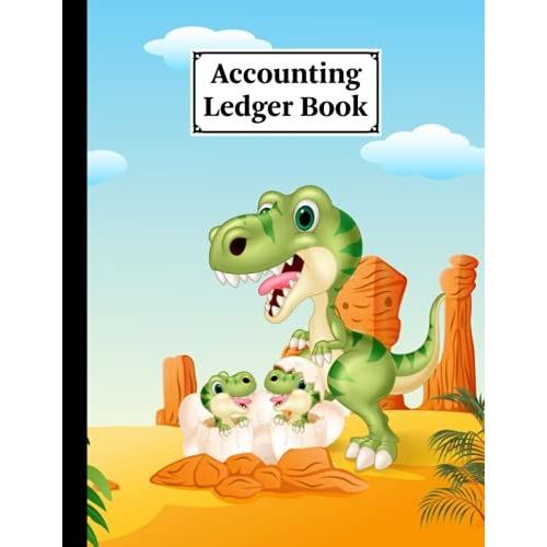 Accounting Ledger Book: Baby Dinosaurs Cover | For Bookkeeping | 6 Column | Size 8.5