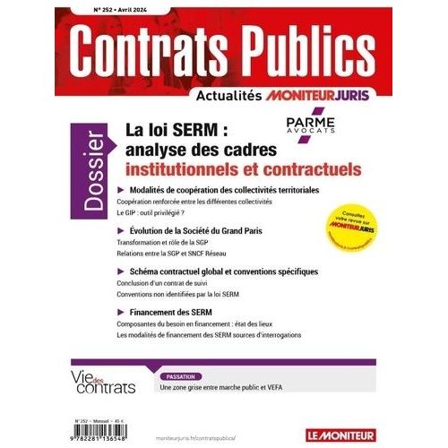 Accp N 252 Avril 2024 - Contrats Publics L'actualit De La Commande Et Des Contrats Publics   de Collectif  Format Broch 