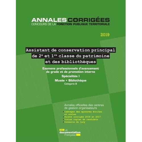 Assistant De Conservation Principal De 2e Classe Et De 1re Classe Du ...