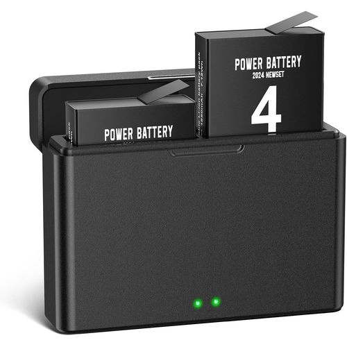 Action 3/4 Batterie Remplacement Accessoires Compatible Avec Dji Action 3/4,2pcs Batterie 1850 Mah + Chargeur Accessoires Compatible Avec Camra Dji Action 3/4
