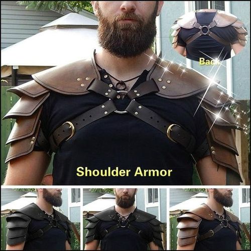 Médiéval Viking PU Cuir Épaule Armure Gladiateur Chevalier Samourai Samourai Espauliers Steampunk Gothique Spallieres Armure Cosplay Costume