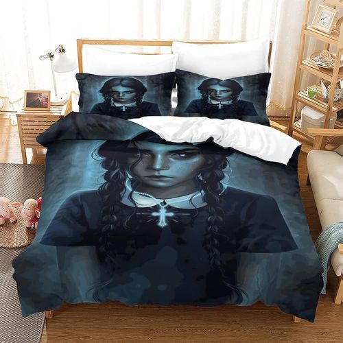 Adams Family Housse De Couette ImprimE En D Avec Taies D'oreiller Et Housse De Couette  Fermeture Clair DissimulEParure De Lit Super Douce Et Fac