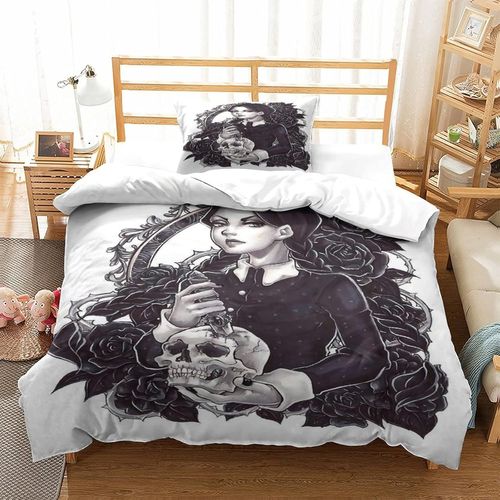 Adams Family Housse De Couette ImprimE En D Avec Taies D'oreiller Et Housse De Couette  Fermeture Clair DissimulEParure De Lit Super Douce Et Fac