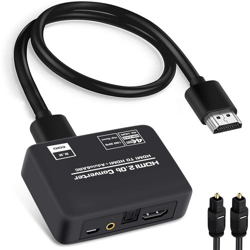 Adaptateur convertisseur HDMI 2.0b 4K @ 60 Hz,HDMI ARC + Toslink optique SPDIF + sortie audio stro 3,5 mm,compatible HDCP2.2 Digital PCM DTS 5.1,cble optique inclus