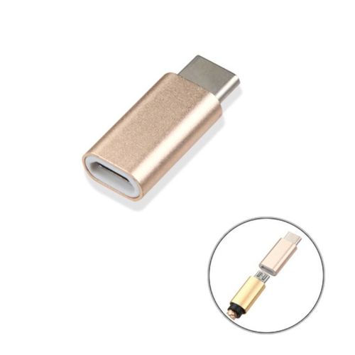 Adaptateur Convertisseur Usb Type-C Mle Vers Micro Usb Femelle Pour Ordinateur Pc Chargeur Samsung Galaxy Note 7, Macbook Retina (2015), Google Nexus 6p, Google Nexus 5x, Oneplus 2, Etc., Gold Or