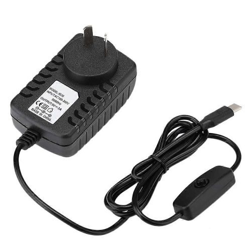 Adaptateur d'alimentation pour Raspberry Pi 4B On OFF Switch 5V 3A TypE C (100-240v) (prise AU)