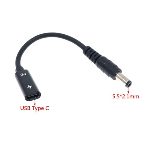 Adaptateur d'alimentation USB 3.1 Type C PD,convertisseur DC,connecteur de prise,cble 5.5x2.5mm mle pour ordinateur portable Bali Toshiba - Type 5.5-2.1mm