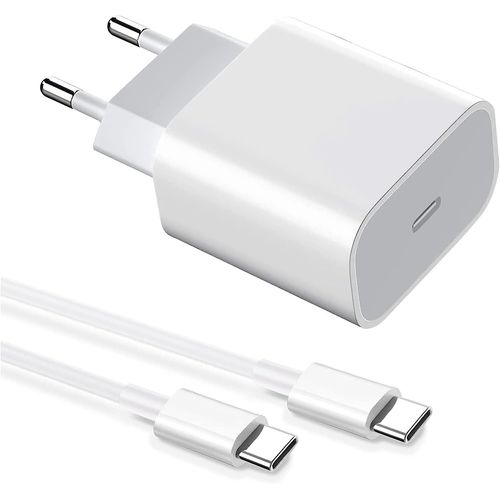 Adaptateur D'alimentation Usbc 20 W Chargeur Rapide Avec Cble De Charge Usb C Vers C De 2 M Compatible Avec Ipad Pro 12,9/11 2021/2020/2018, Ipad Air 4th Galaxy S22/S21/Pixle 5/4/3, Chargeur Usb C