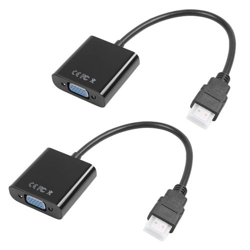 Adaptateur de cble HDMI 1080P vers VGA, convertisseur pour ordinateur portable, sans alimentation, Raspberry Pi, noir, 2X (version amliore)