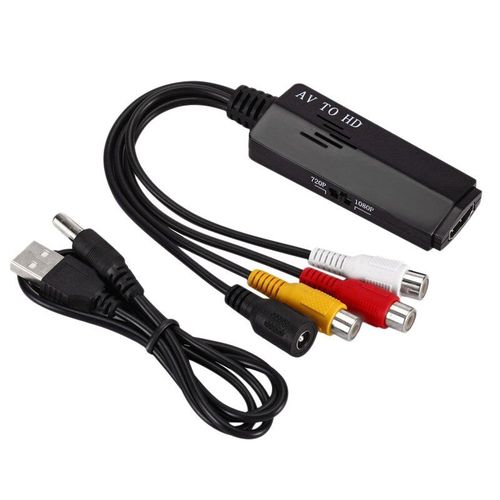 Adaptateur de convertisseur Audiovidéo 1080P RCA/AV vers HDMI, avec