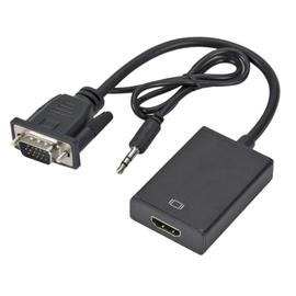 Adaptateur de convertisseur de câble VGA mâle vers HDMI, sortie 1080P HD +  Audio TV AV HDTV, 1080P HD-noir