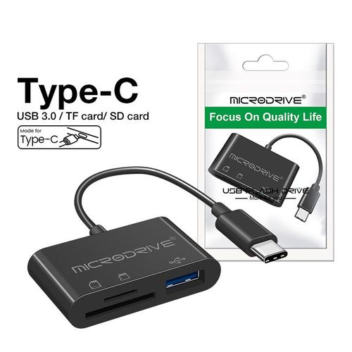 Adaptateur de lecteur de carte Micro SD Type-C pour ordinateur portable,flash externe OTG USB 2.0 TF portable - Type 3-IN-1 Reader
