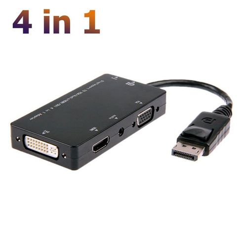 Adaptateur - Displayport 4 en 1 DP vers HDMI/DVI/VGA, avec sortie Audio, cble adaptateur de moniteur, Port d'alimentation Micro USB pour HDTV, projecteur LED