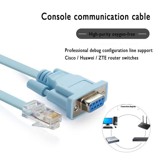 Adaptateur Ethernet bleu 1.8m DB 9 broches RS232 srie  RJ45 CAT5, cble LAN pour Console, en Stock