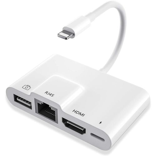 Adaptateur Hdmi Pour Iphone Et Cble Otg Usb Iphone Adaptateur Lan Ethernet Rj45 Pour Iphone, 4 En 1 Adaptateur Ethernet Otg Av Numrique Avec Port Charge Compatible Phone 14/13/12[GBP6277431]