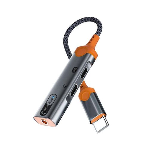 Adaptateur Jack Casque 3 en 1 PD60W Rpartiteur de Charge Rapide Type C vers DAC 3.5mm Audio Double Type C Ea