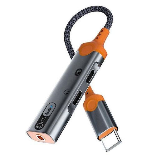 Adaptateur Jack Casque 3 en 1 PD60W Rpartiteur de Charge Rapide Type C vers DAC 3.5mm Audio Double Type C Ea