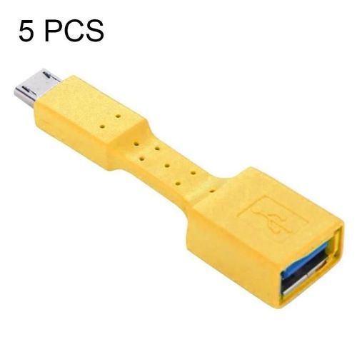 Adaptateur Micro USB OTG-Paquet de 5,USB 3.0 Femelle,Jaune-Jaune