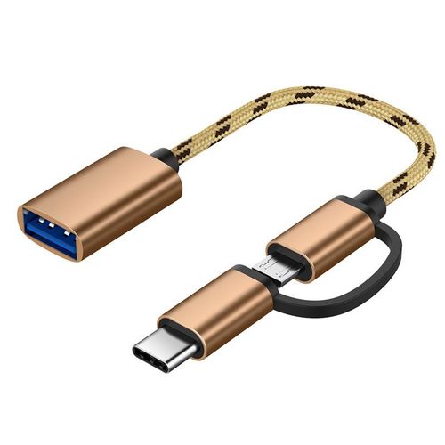 Adaptateur Micro USB/type c vers USB 3.0 2 en 1, cble de donnes de bureau et de voyage, avec Micro B pour tlphone Android, IPad, OTG