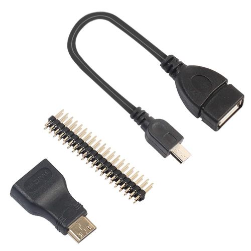 Adaptateur Micro USB vers USB mle et femelle, Mini HDMI, broches GPIO mle pour Raspberry Pi Zero, Kit