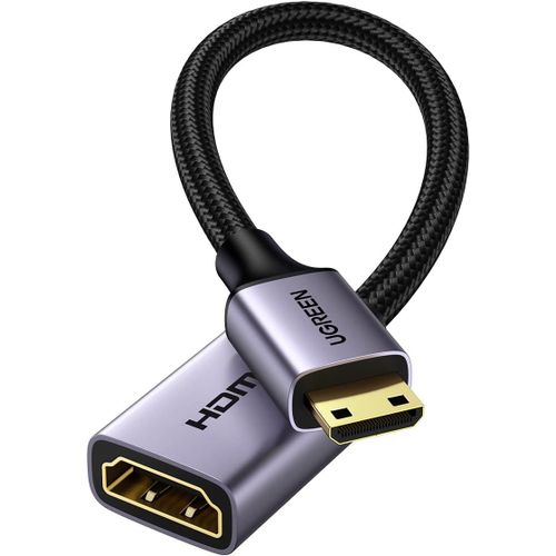 Adaptateur Mini HDMI vers HDMI 4K 60Hz Cble Mini HDMI Mle vers HDMI Femelle 18Gpbs 3D Ethernet Arc Compatible avec Tablette Raspberry Pi Zero Canon EOS 700D Nikon D5300 HDTV 4K 25CM.[W243]