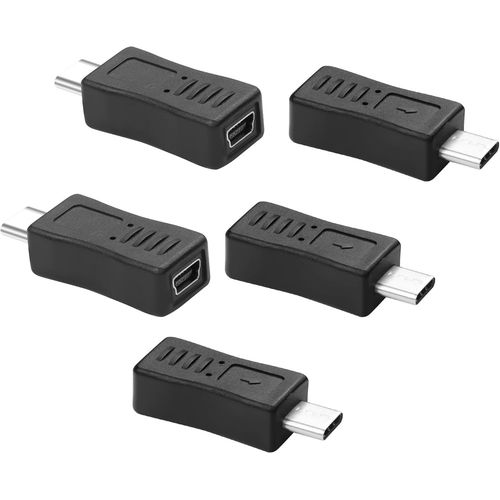 Adaptateur Mini USB vers Type C Adaptateur USB 2.0 Type C Mle vers Mini USB 5-Pin Femelle Adaptateur 480Mbps Data for Laptop Digital Camera MP3 Player GPS 5Pcs