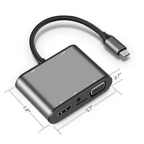 Adaptateur multiport USB-C 8 en 1 avec HDMI, VGA, Ethernet