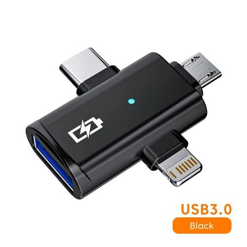 Adaptateur Otg Usb 2.0 3 En 1,Chargeur Rapide,Transfert De Donnes,Pour Huawei,Samsung,Xiaomi,Ios,Micro,Type C - Type Black
