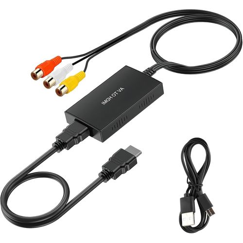 Adaptateur RCA vers HDMI 1080P AV vers HDMI-Adaptateur RCA vers HDMI avec cble HDMI pour PS2/PS3/xbox/SNES/N64/STB/VHS/VCR-DVD-Prend en charge PAL/NTSC.[W811]