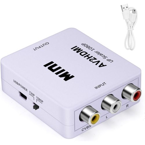 Adaptateur Rca Vers Hdmi, 1080P Rca Composite Cvbs Av Vers Hdmi Convertisseur Vido Audio Supportant Pal/Ntsc Pour Pc Laptop Mini Xbox Ps2 Ps3 Tv Vcr Camera Dvd Avec Cble D'Alimen[GBP6273066]