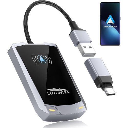 Adaptateur Sans Fil Android Auto Avec Nfc - Dongle Android Auto Amlior 2024, Faible Latence, Wi-Fi 5,8 Ghz, Plug & Play Pour Android 11+ Et Voitures Avec Android Auto Cbl D'usine
