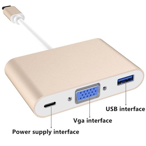 Adaptateur TypeC 5-en-1 Thunderbolt 3 USB Type C Hub vers HDMI VGA 3.5mm Jack adaptateur USB avec alimentation type-c pour MacBook Pro